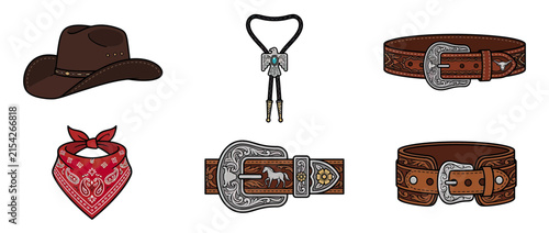 Western Cowboy Accessories Collection Isolated