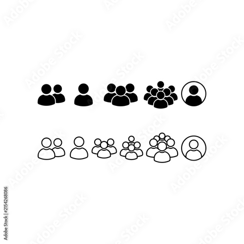 Flat icons of people in different group sizes