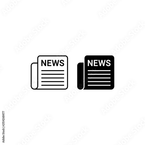 Minimalist news icon set with newspaper and smartphone