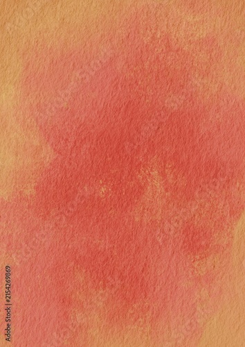 Abstract Yellow and Peach Pink Watercolor Background on Paper for Summer Seasonal, Summer Fruit, Ice Cream, and Drinks concept.