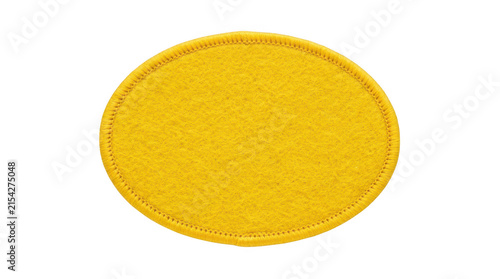 Yellow oval felt patch isolated on transparent background