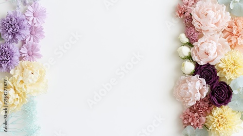 A colorful assortment of delicate dried flowers arranged on a white background