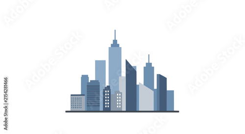 A modern cityscape with various skyscrapers in shades of blue, symbolizing urban development and architecture