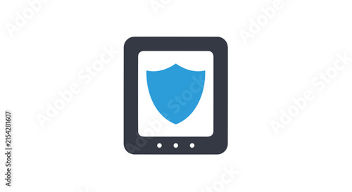A digital tablet displaying a shield icon, symbolizing digital security and data protection
