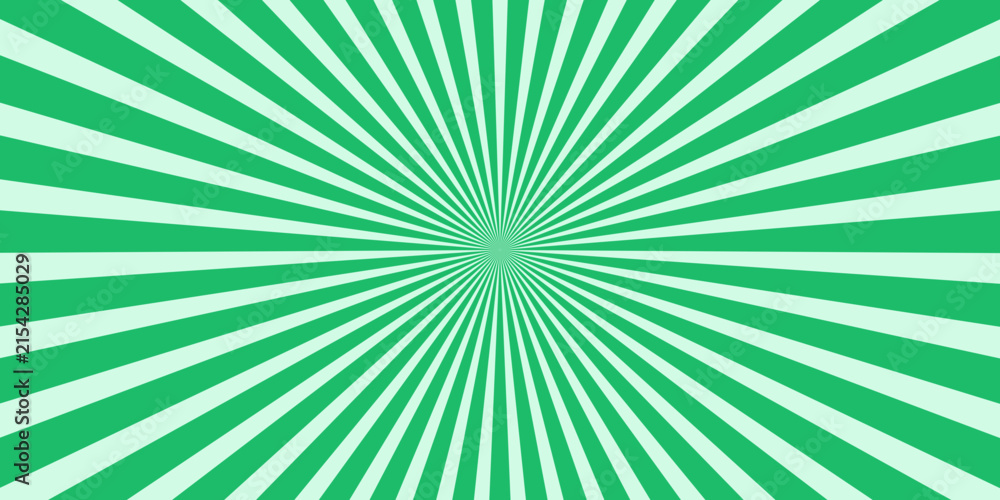 Fototapeta premium A radiating pattern of vibrant green and light green stripes emanating from the center creates a dynamic and energetic abstract background.