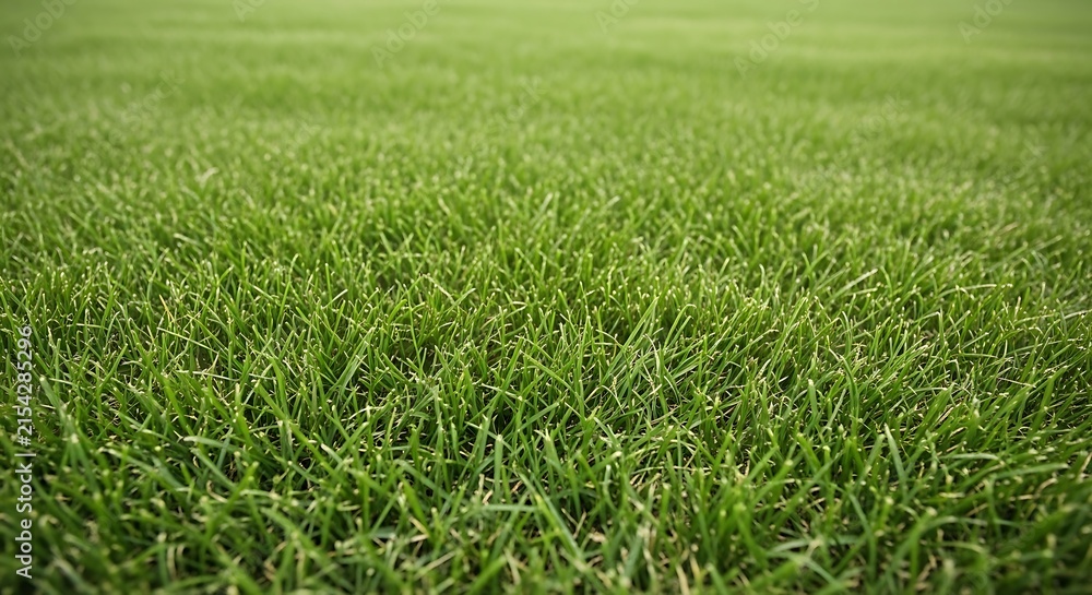 Obraz premium Close Up Green Grass Field Under Bright Sun.
