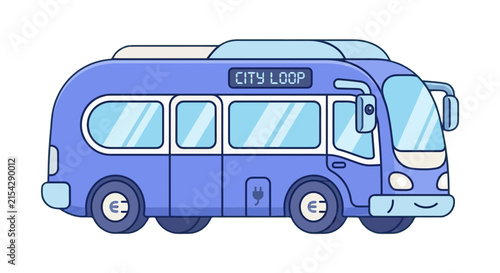 Flat Illustration of an Electric City Bus