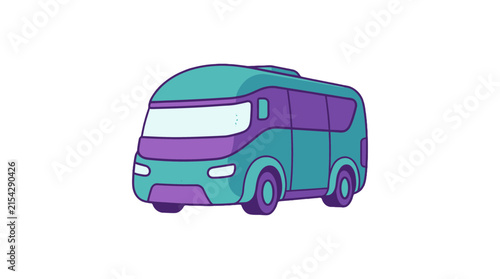 Stylized Cartoon Minibus Vector Illustration Isolated