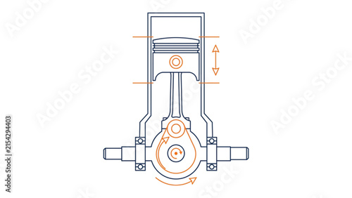 Diagram illustrating the mechanical operation of an internal combustion engine