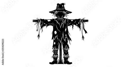 Scary Scarecrow Silhouette, Halloween Decoration, Autumn Harvest, Field Guardian