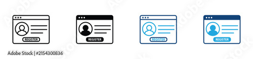 User Registration Form Icon Set. Online Signup Account Profile Symbols. Outline Glyph Colored Line Fill Style. Vector Illustration