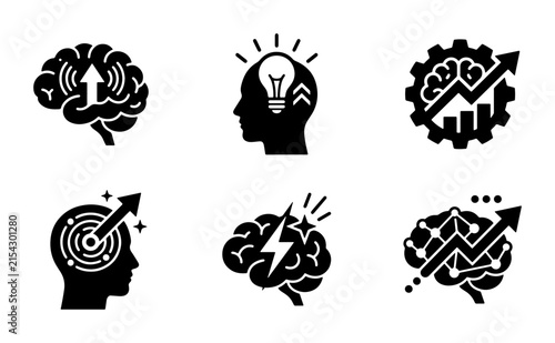 Brainstorming Icons, Idea Generation, Innovation, Growth Concepts, Business Strategy Vector Set