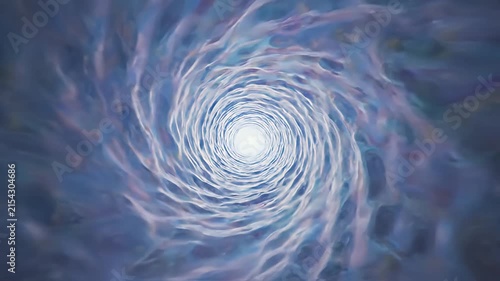 Swirling blue and white light vortex abstract background.