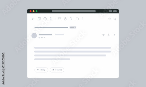 Принти на полотні Email client inbox view with message list and toolbar, inbox tab open