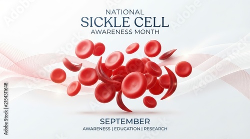Sickle cell awareness month illustration with red blood cells in september