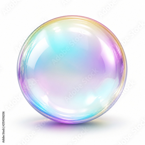 Iridescent Soap-Like Orb Isolated on White Background