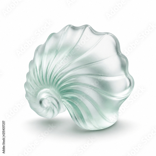 Frosted Glass Shell Form Isolated on White Background