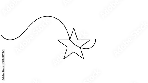 Animated review star inside a speech bubble icon sign continuous one line drawing moving on white background minimalist single art customer feedback and social media support symbol animation