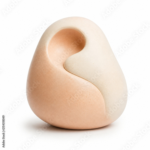 Soft Ceramic Pebble Sculpture Isolated on White Background