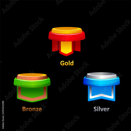 Gold, silver and bronze game rank bases and badges