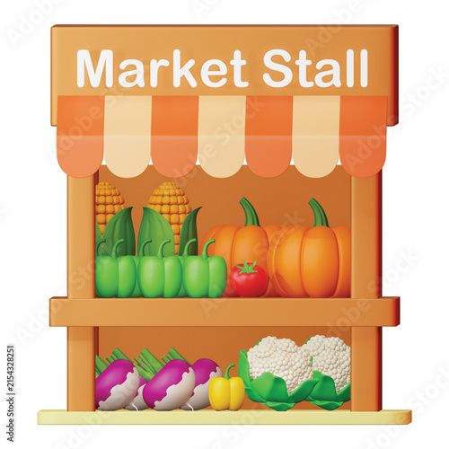 3d rendering icon Market stall