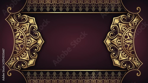 Brown ornamental background animation with a rotating gold mandala.