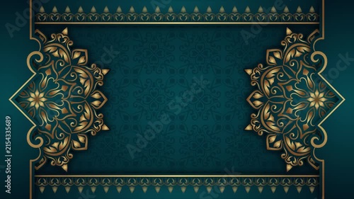 Classic ornamental animated background, gold border, and rotating mandala.