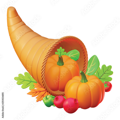 3d rendering icon Cornucopia horn