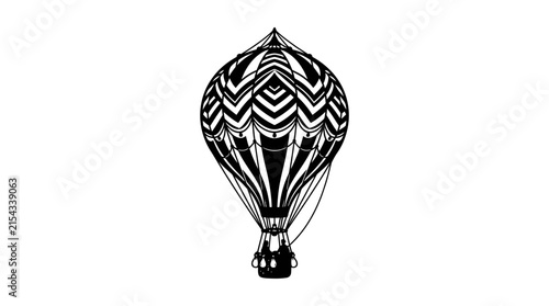 Vintage Hot Air Balloon Silhouette with Geometric Pattern
