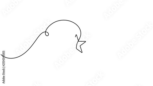 Line art animated rating star within speech bubble icon sign continuous one drawing moving on white background minimalist success conversation opinion symbol animation
