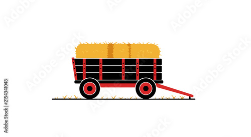 A flat vector illustration of a hay wagon filled with bales of hay, set against a plain background