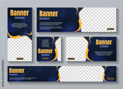 Dark Blue and Yellow Modern Banner Template Set - Corporate Marketing and Advertising Designs