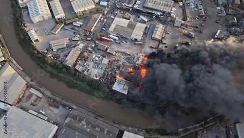 aerial view of industrial fire reservoir road hull

