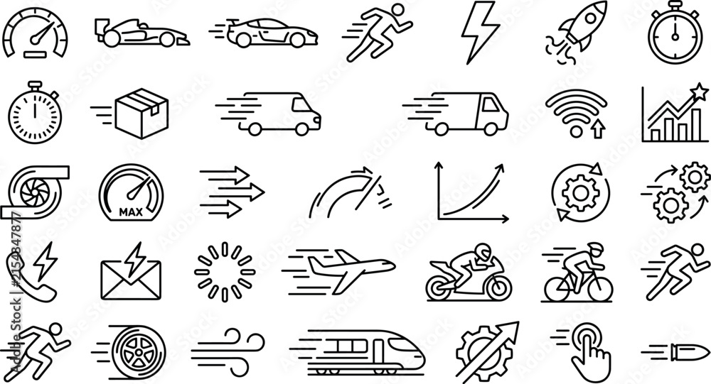 Fototapeta premium High speed fast performance delivery and quick motion line iconHigh speed fast performance delivery and quick motion line icon