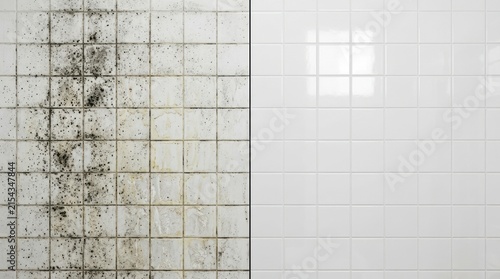 Bathroom Shower Wall Cleaning Before and After Mold Removal Comparison