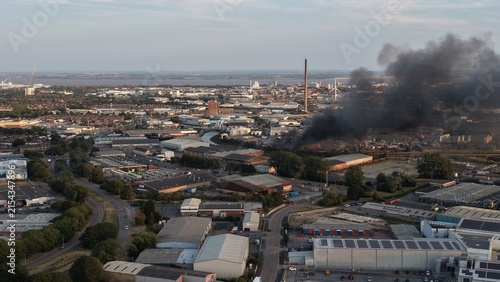aerial view of industrial fire reservoir road hull
