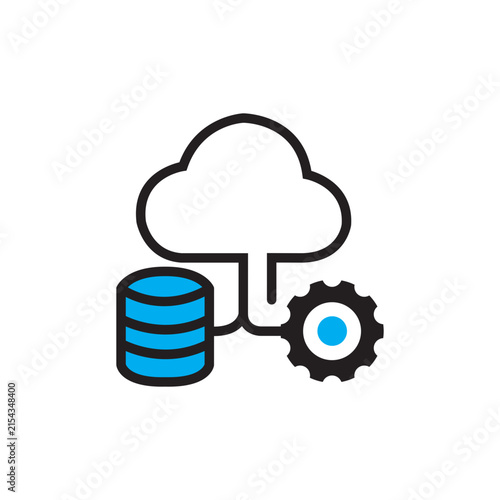 Cloud computing data management and processing icon