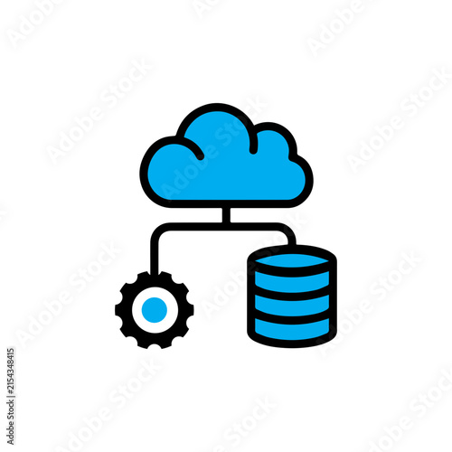 Cloud data management and processing technology icon