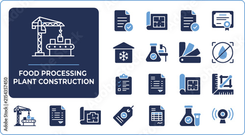 Comprehensive Set of Industrial Engineering and Food Facility Management Icons for Professional Infrastructure Planning
