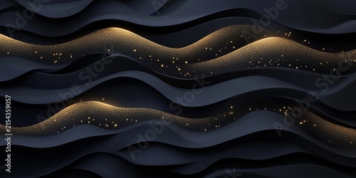 Abstract Elegant Luxury Black Friday Background Featuring Dark Smooth Curves And Gold Light Streaks