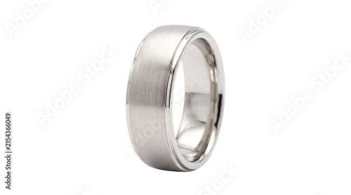 Cuadro en lienzo Brushed silver wedding band, elegant platinum ring for men, matte finish titaniu