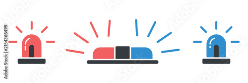 Quadro su tela alarm siren icon set with police warning symbols, emergency alerts, and safety s