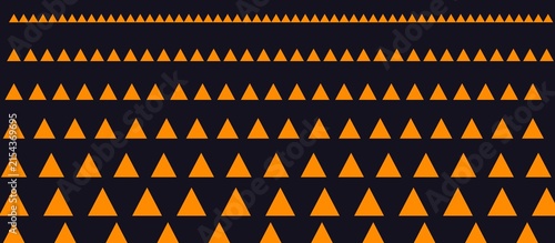 фотографія Seamless pattern of orange triangles in rows on a dark textured background, graphic design element
