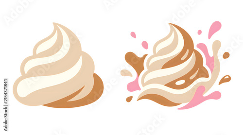 Swirls of whipped cream and caramel sauce illustration