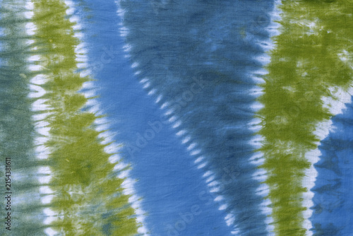 Canvas Print Abstract olive green and blue shibori tie dye fabric texture background