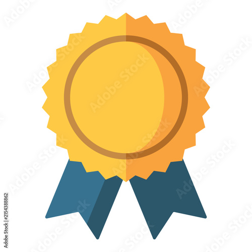 Golden award ribbon with blue ribbons, symbolizing achievement and success