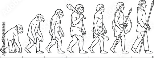 Foto Human evolution timeline vector illustration from primitive ape to modern prehis