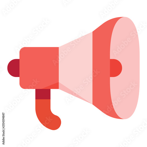 Red megaphone icon with a simple flat design and gradient colors, symbolizing announcement
