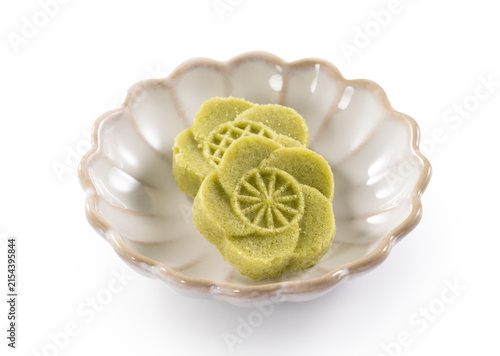 Traditional Chinese mung bean cake isolated on white background with clipping path