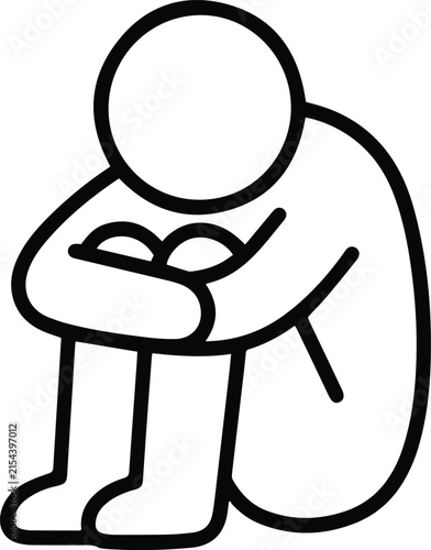 Depressed person icon in linear style.